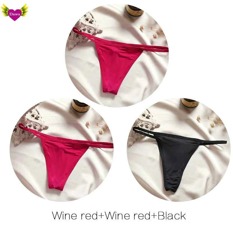 Cotton Bikini Panties T-back Thong Sexy Women Underwear 3pcs