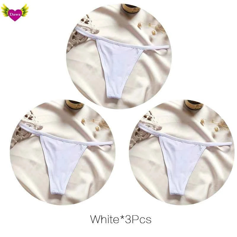 Cotton Bikini Panties T-back Thong Sexy Women Underwear 3pcs