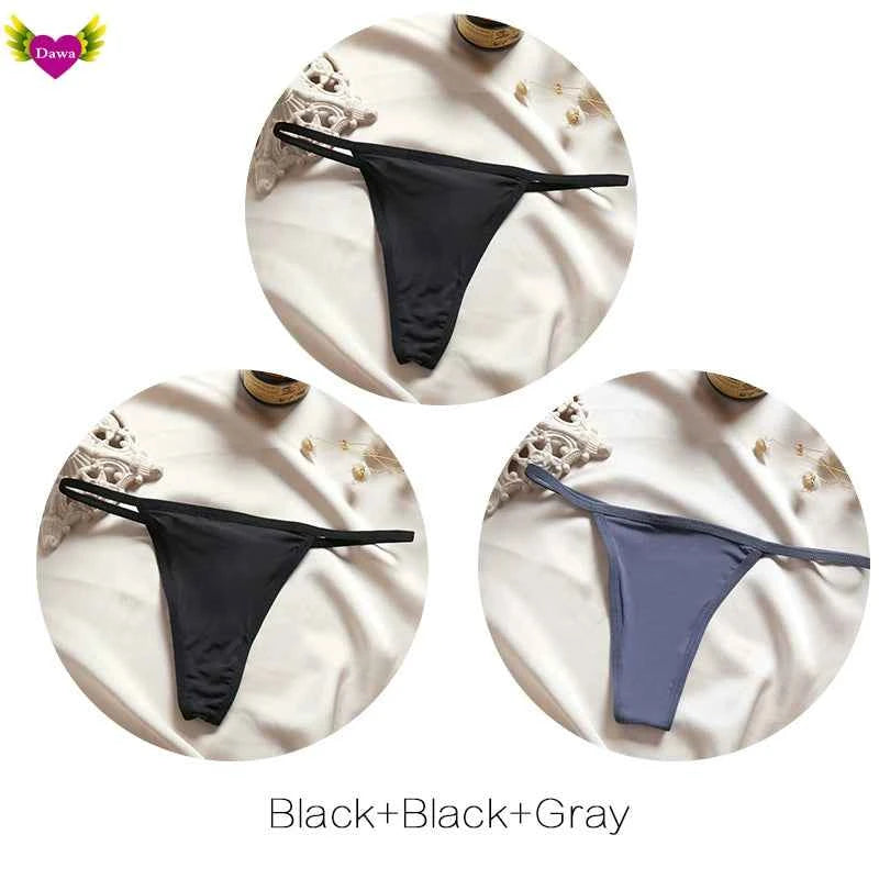 Cotton Bikini Panties T-back Thong Sexy Women Underwear 3pcs