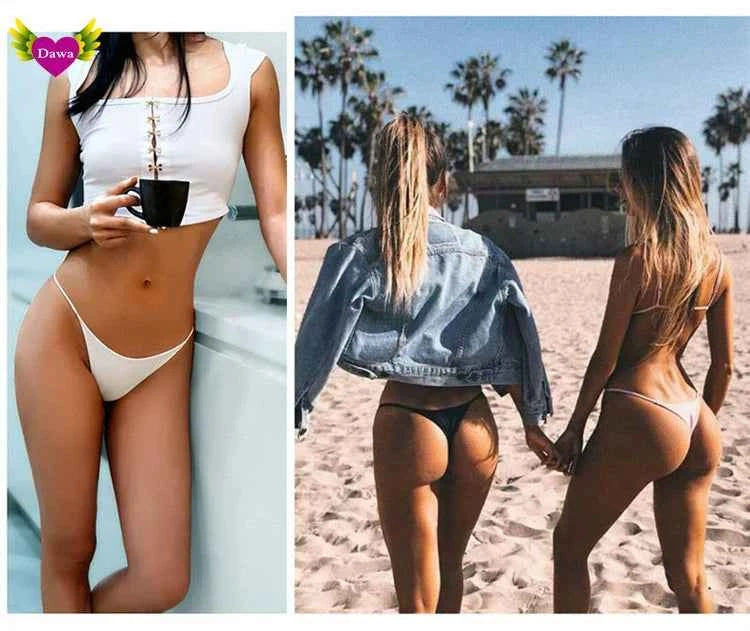 Cotton Bikini Panties T-back Thong Sexy Women Underwear 3pcs