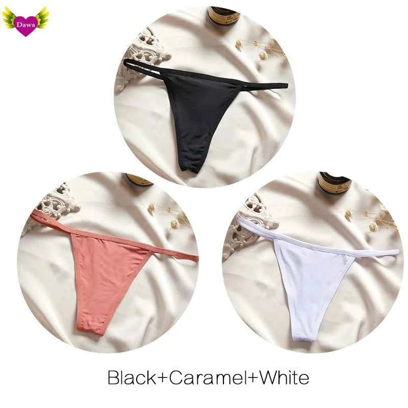 Cotton Bikini Panties T-back Thong Sexy Women Underwear 3pcs