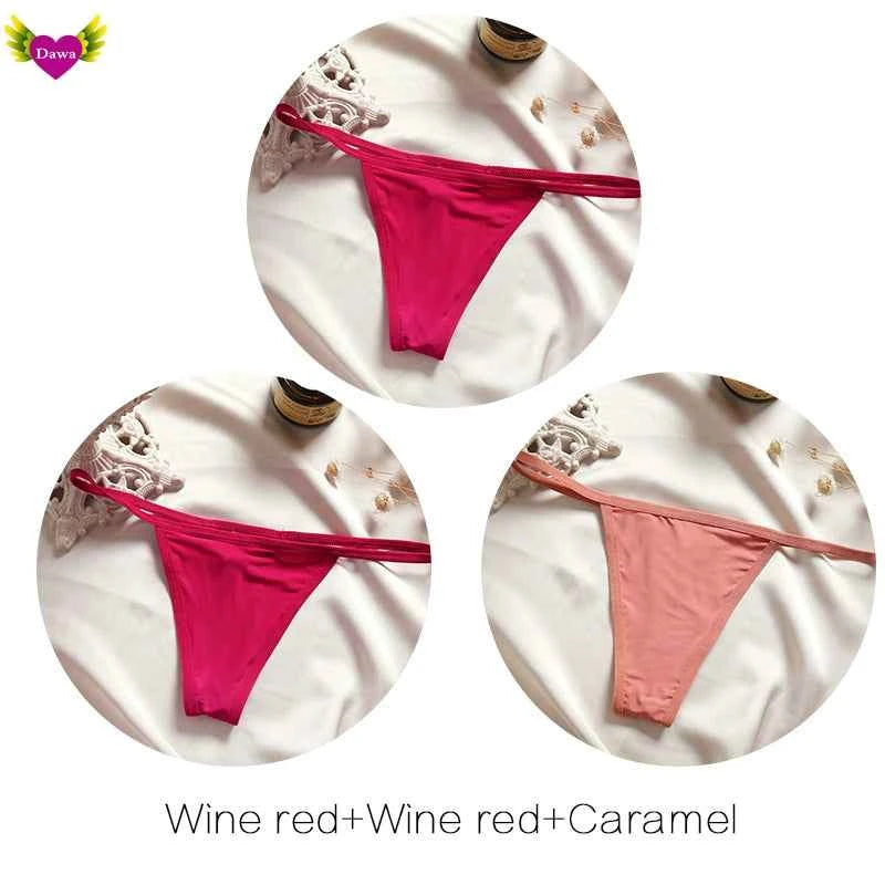 Cotton Bikini Panties T-back Thong Sexy Women Underwear 3pcs