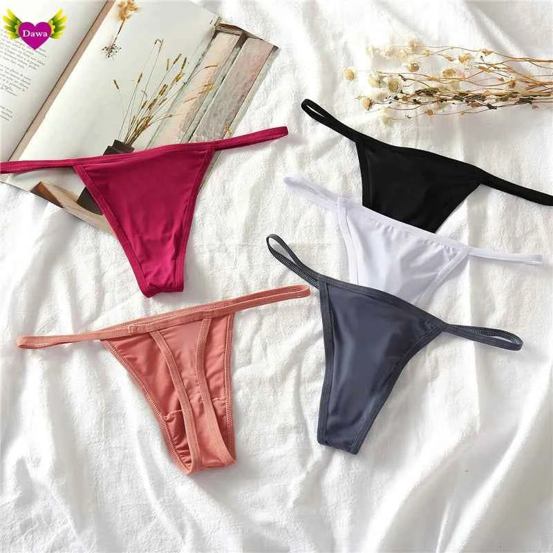 Cotton Bikini Panties T-back Thong Sexy Women Underwear 3pcs
