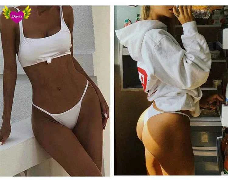 Cotton Bikini Panties T-back Thong Sexy Women Underwear 3pcs