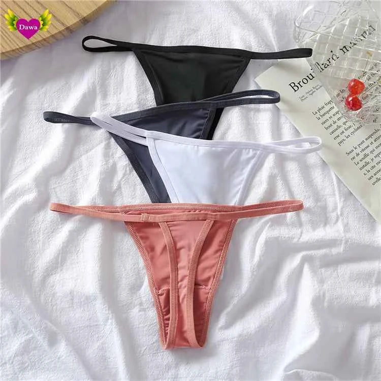 Cotton Bikini Panties T-back Thong Sexy Women Underwear 3pcs