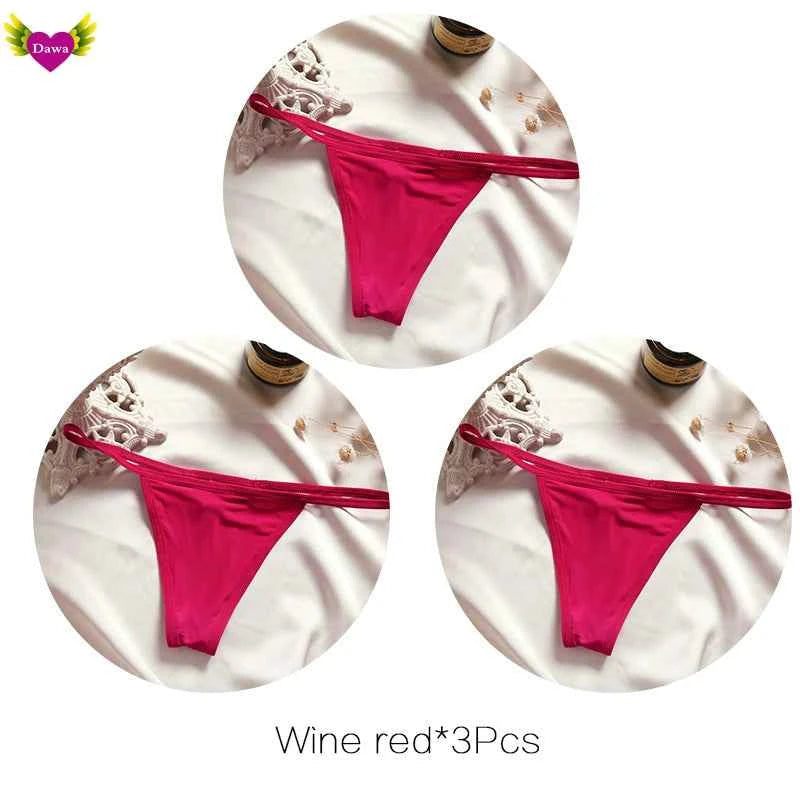 Cotton Bikini Panties T-back Thong Sexy Women Underwear 3pcs