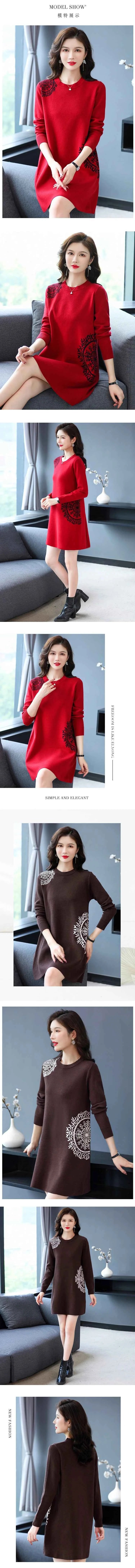 Chubby Mother Trendy Tummy Hiding Autumn and Winter Sweater