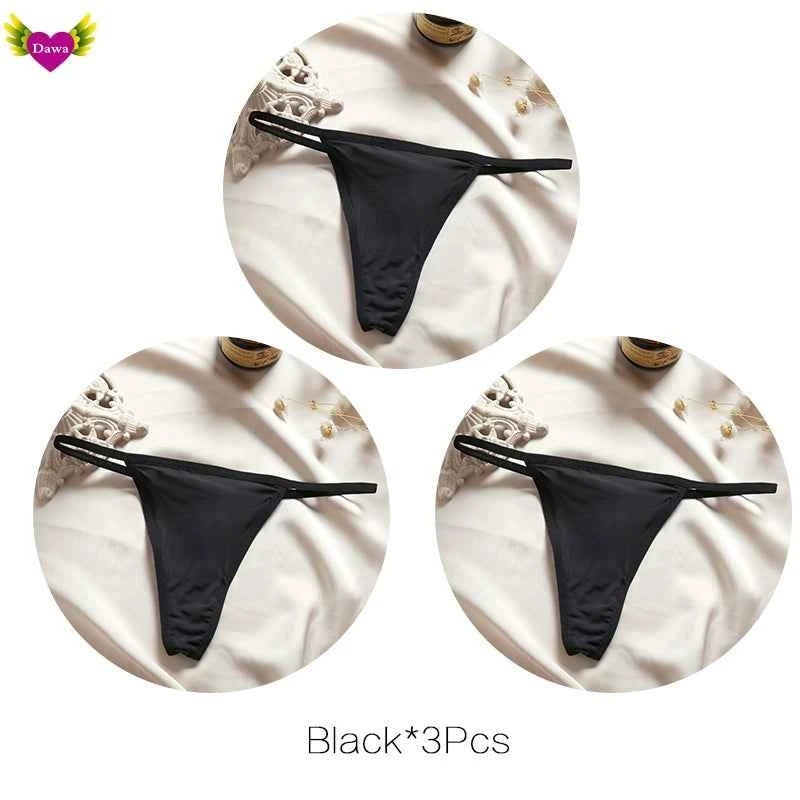 Cotton Bikini Panties T-back Thong Sexy Women Underwear 3pcs