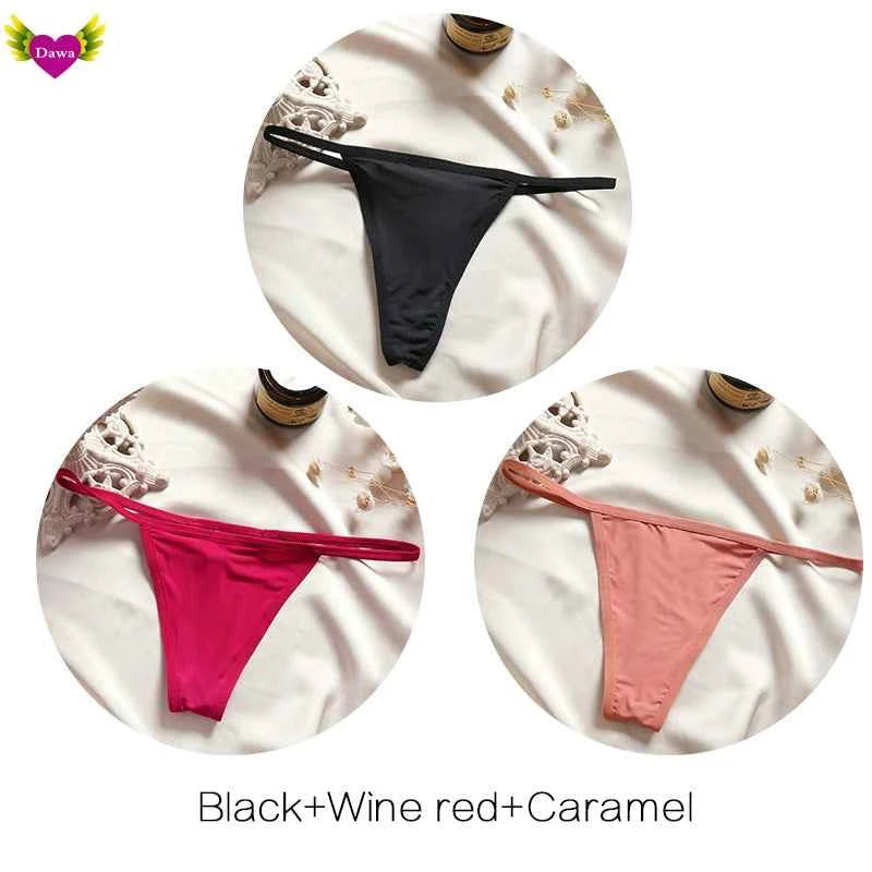 Cotton Bikini Panties T-back Thong Sexy Women Underwear 3pcs