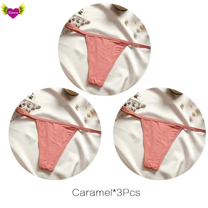 Cotton Bikini Panties T-back Thong Sexy Women Underwear 3pcs