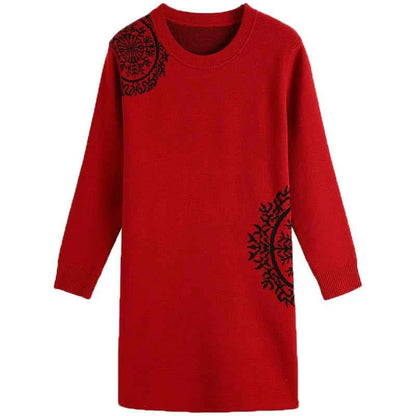Chubby Mother Trendy Tummy Hiding Autumn and Winter Sweater