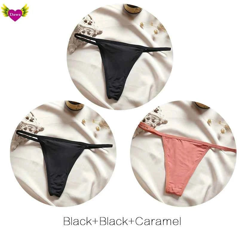 Cotton Bikini Panties T-back Thong Sexy Women Underwear 3pcs