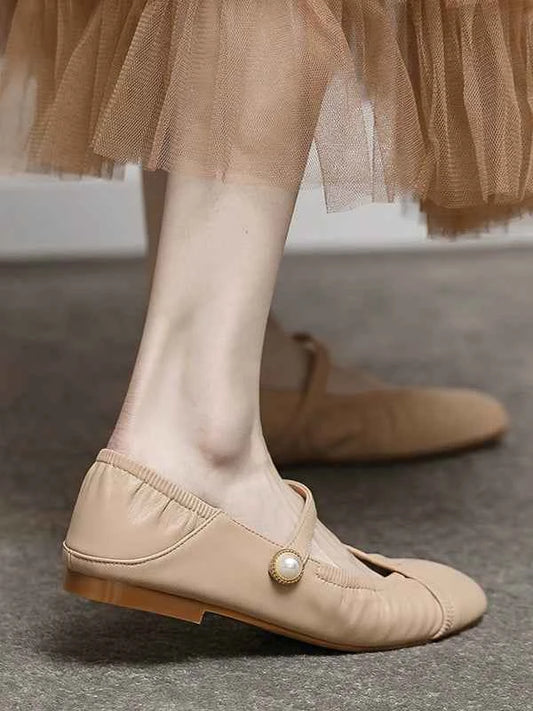 Mary Jane Yuan Ye Fashion Pleated Fairy Style Grandma Shoes