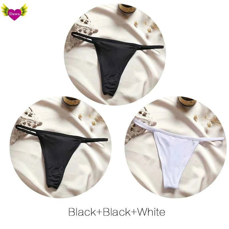 Cotton Bikini Panties T-back Thong Sexy Women Underwear 3pcs