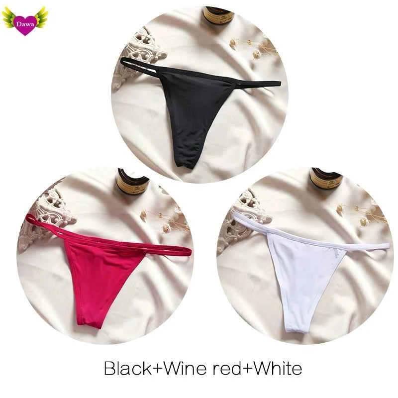 Cotton Bikini Panties T-back Thong Sexy Women Underwear 3pcs