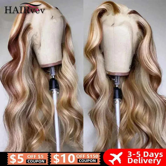 HD Lace Front Wig Ash Blonde 4/613 - 100% Brazilian Human Hair - Body Wave - [korka.store]Perruque Frontale Dentelle   HD Lace Front Wig (Standard term for high-def